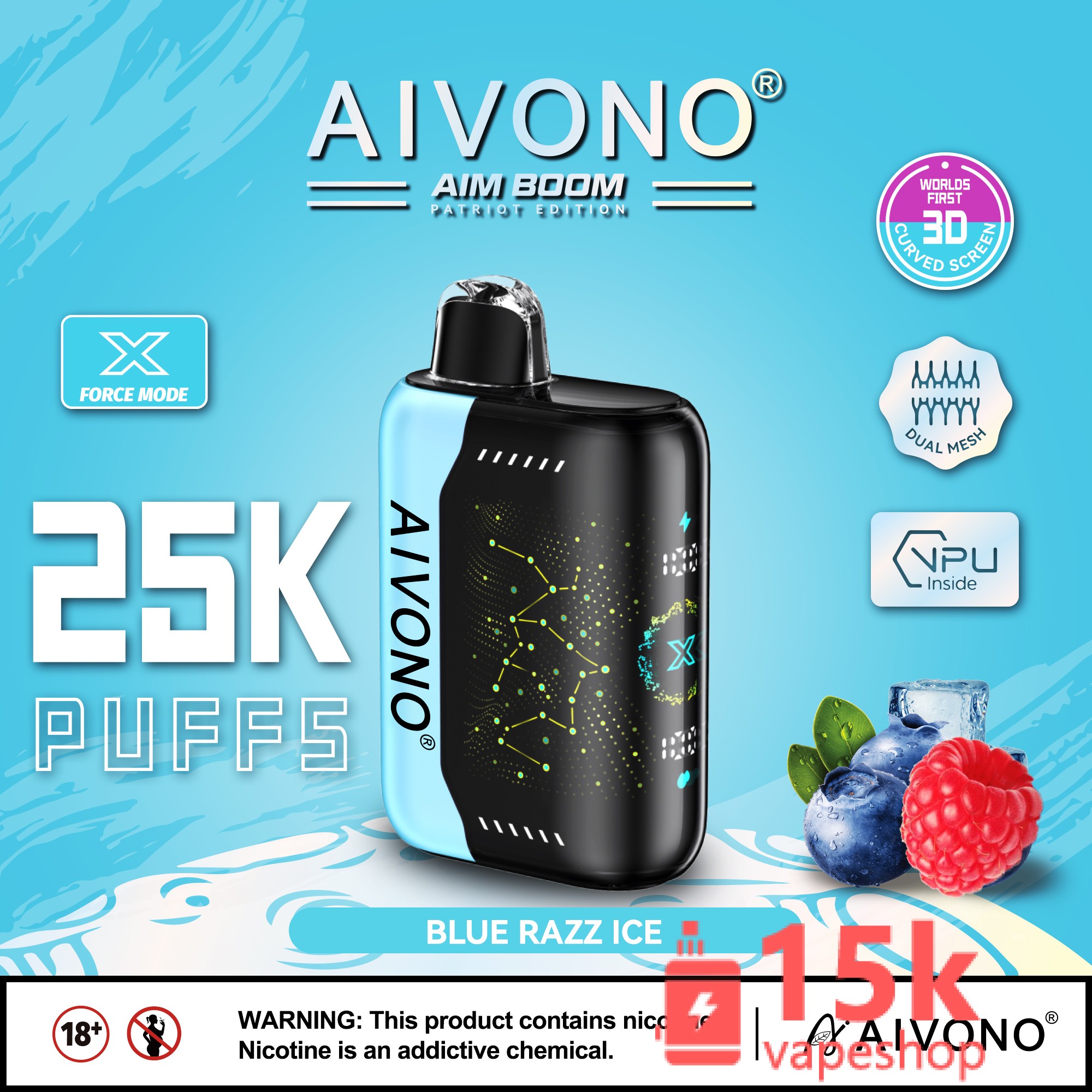 ⁦Aivono Aim Boom 25000 Disposable Vape Pen - 25000 Puffs, 28ml E-Liquid, 650mAh Battery⁩ - الصورة ⁦2⁩