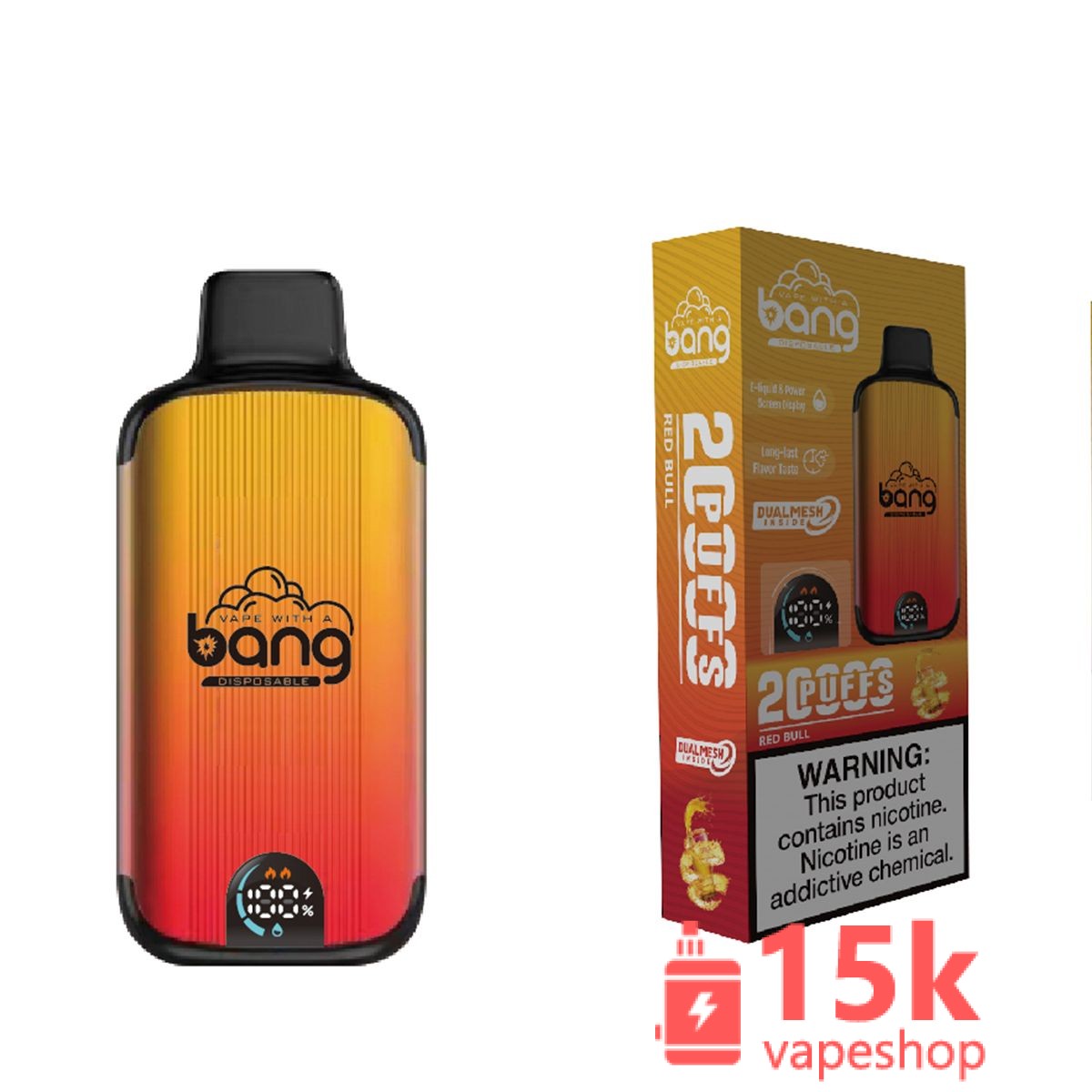 Bang 20000 Puffs Disposable Vape, 28ml Juice, 16 Flavors, LED Display, Low Nicotine, 650mAh Battery - Εικόνα 4
