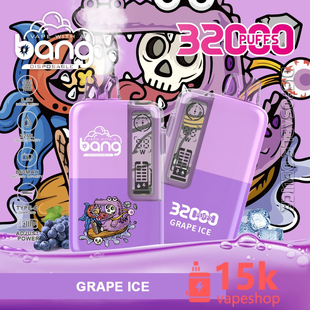 Bang 32000 – 32000 Puffs, 32ml E-liquid, 650mAh Battery, 0%/5% Nicotine, 12 Flavors - Attēls 5