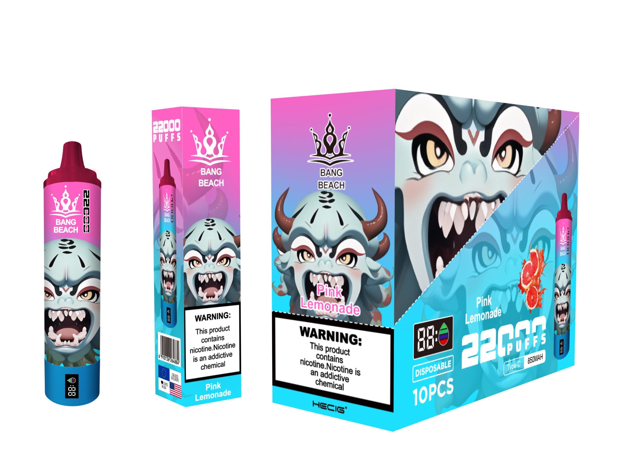 Bang Beach 22000 Puffs Disposable Vape Pen | 12 Mellow Fruit Flavors, 850mAh, FDA Certified - Pilt 2