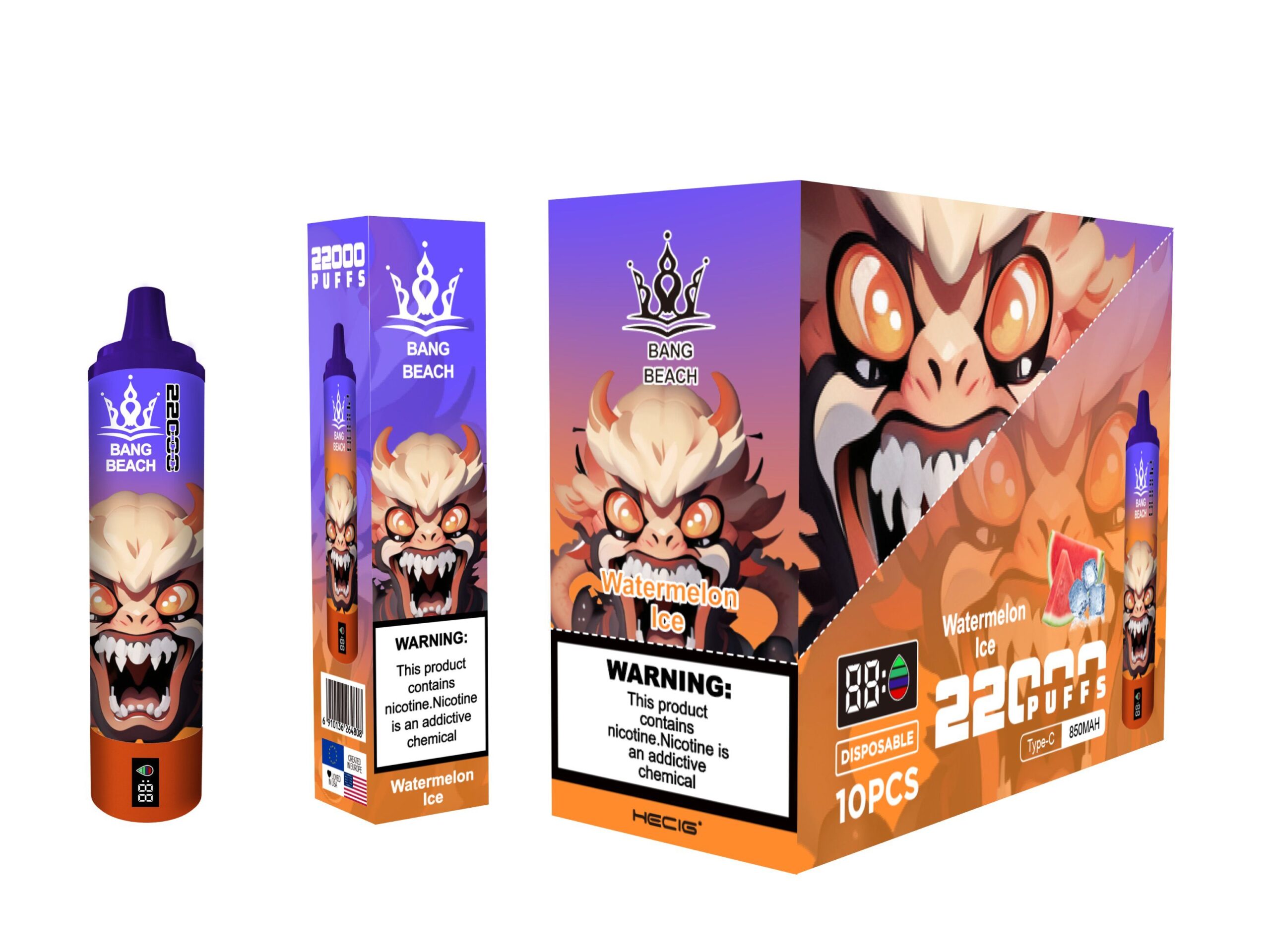 Bang Beach 22000 Puffs Disposable Vape Pen | 12 Mellow Fruit Flavors, 850mAh, FDA Certified - Pilt 5