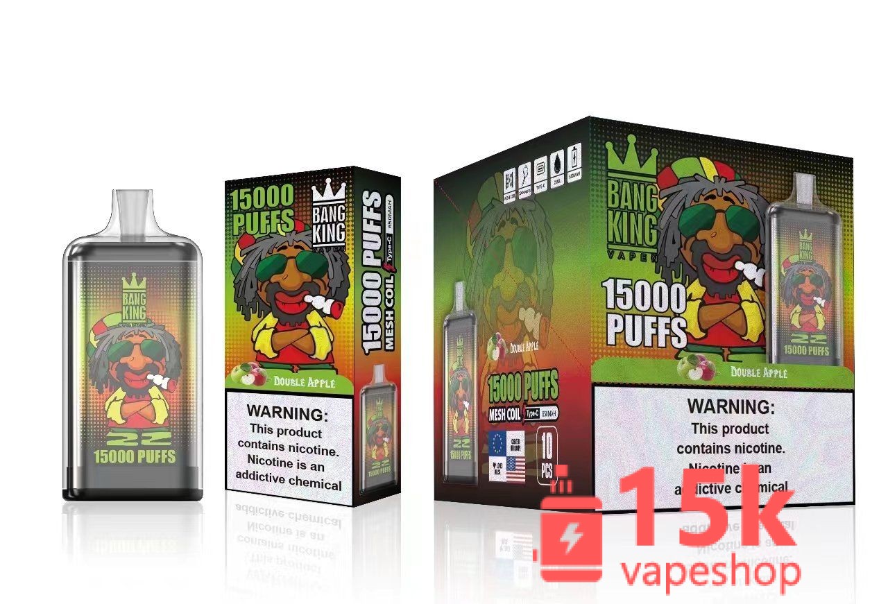 Bang King 15000 Puffs Disposable E-Shisha Pen - 10 Flavors, 25ml Oil Capacity, 5% Nicotine