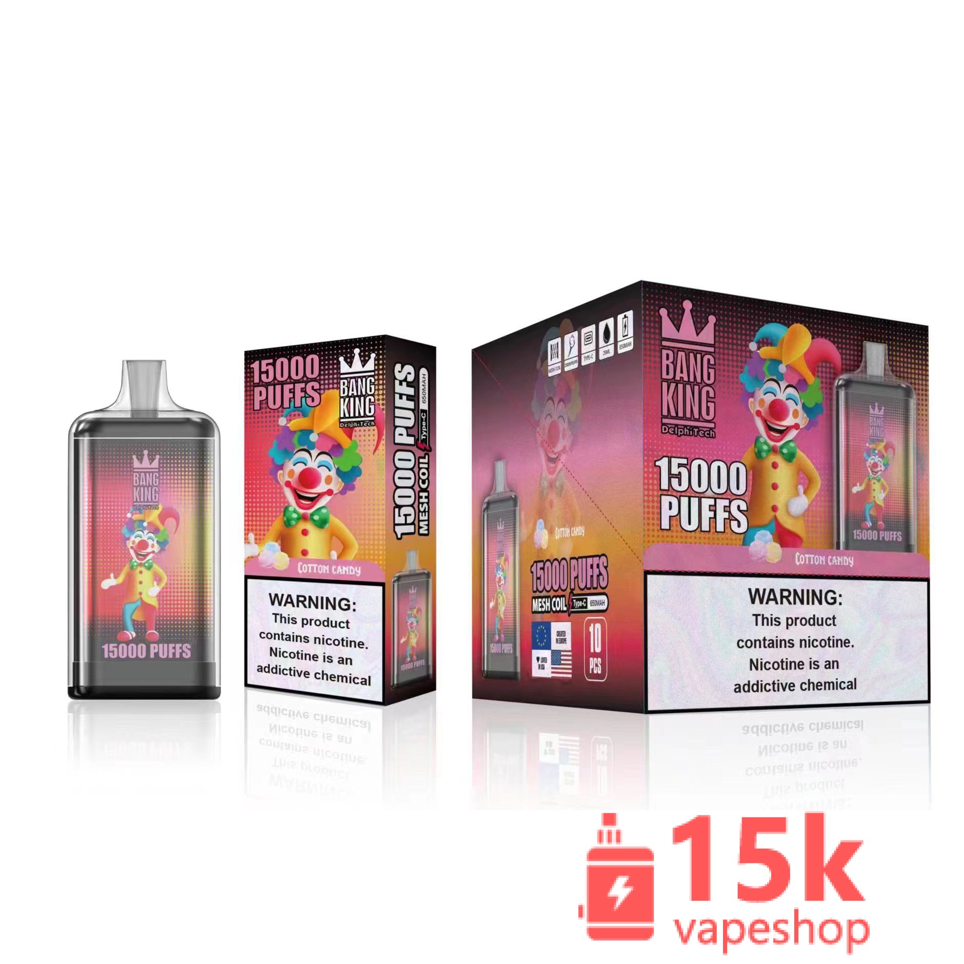 Bang King 15000 Rechargeable Disposable Vape Pen - 15000 Puffs, 25ml E-Liquid, 650mAh Battery