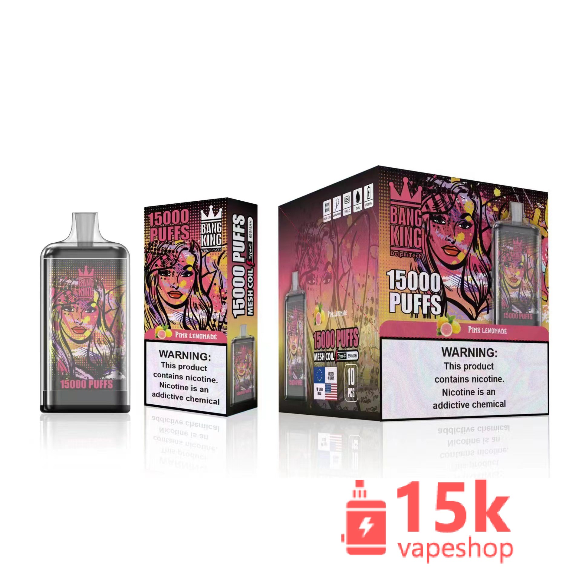 Bang King 15000 Rechargeable Disposable Vape Pen - 15000 Puffs, 25ml E-Liquid, 650mAh Battery - immagine 3