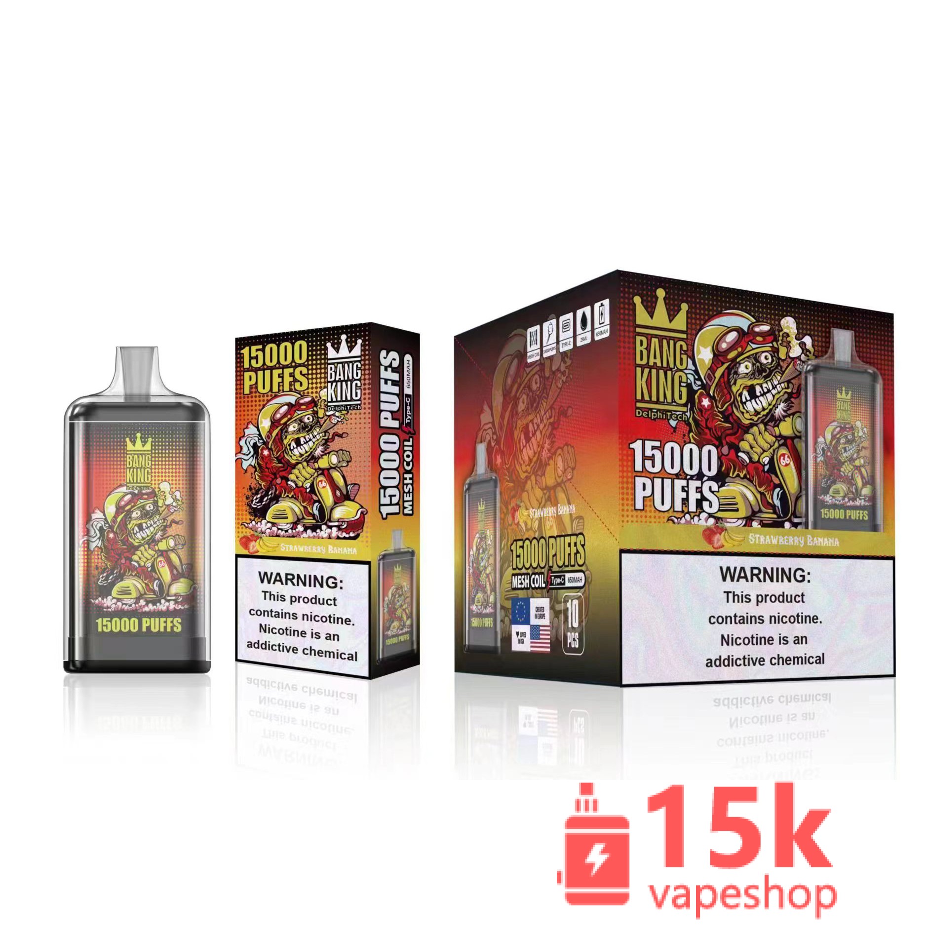 Bang King 15000 Rechargeable Disposable Vape Pen - 15000 Puffs, 25ml E-Liquid, 650mAh Battery - immagine 5