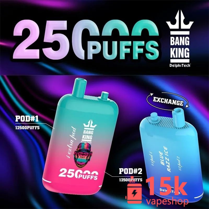 Bang King 25000 Puffs Disposable Vape 23ml+23ml Capacity 650mAh Battery E-Cigarettes with Logo