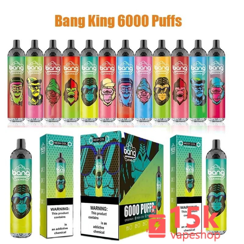 Bang King 6000 Disposable Vape - 14ml E-Liquid, 6000 Puffs, 12 Fruit Flavors, Low Nicotine - imagine 2