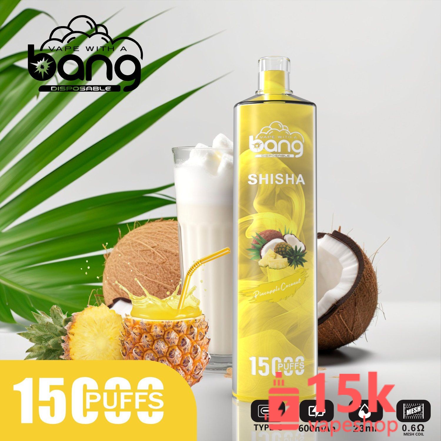 Bang Shisha 15000 Disposable Vape with 7500 Puffs, Fruit Flavors, CE Certified, 16ml E-Liquid - Obrázok 6
