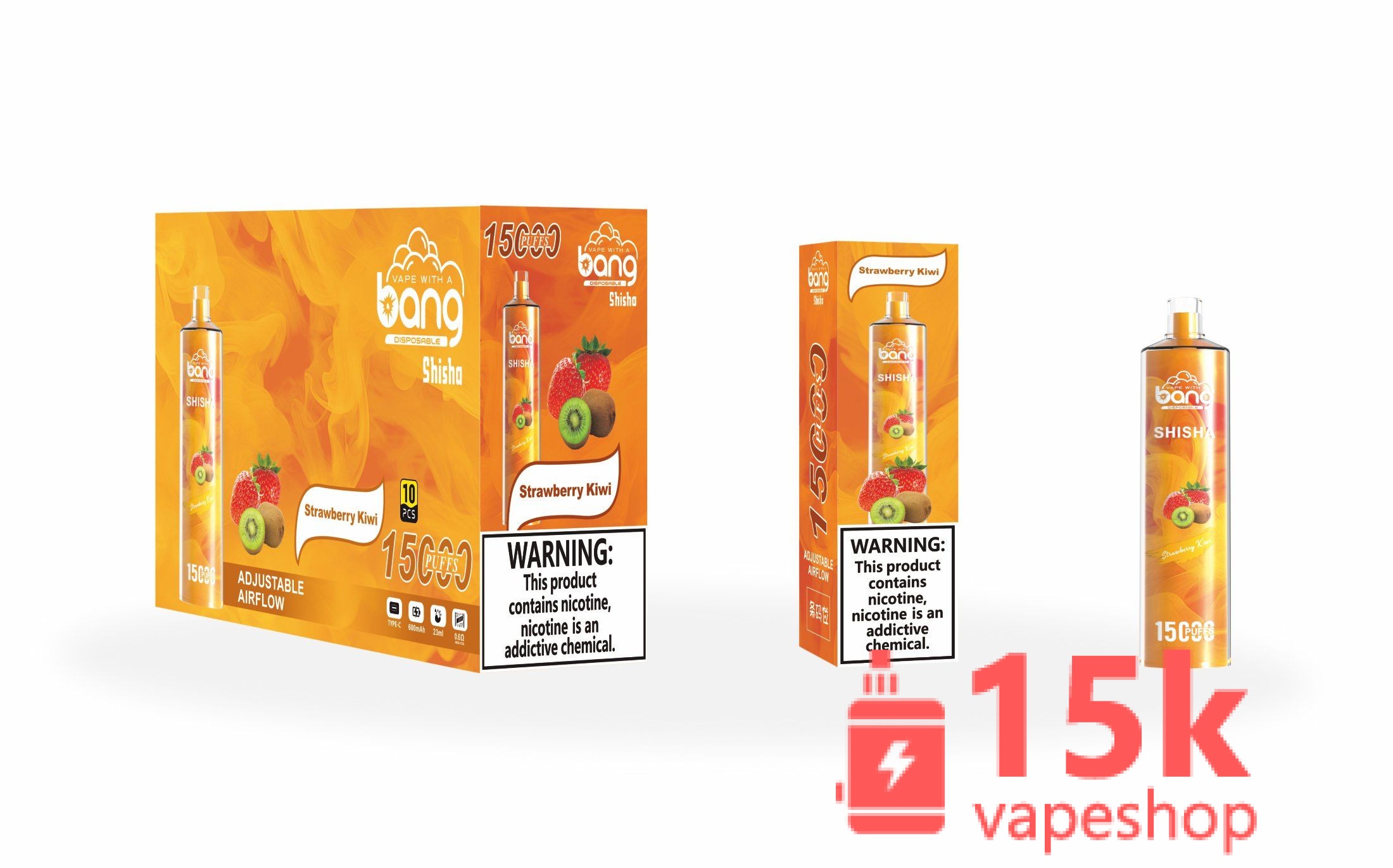 Bang Shisha 15000 Puffs Vape Pod - 15ml, 600mAh, 20 Flavors, Disposable, Rechargeable, CE Certified - Vaizdas 4