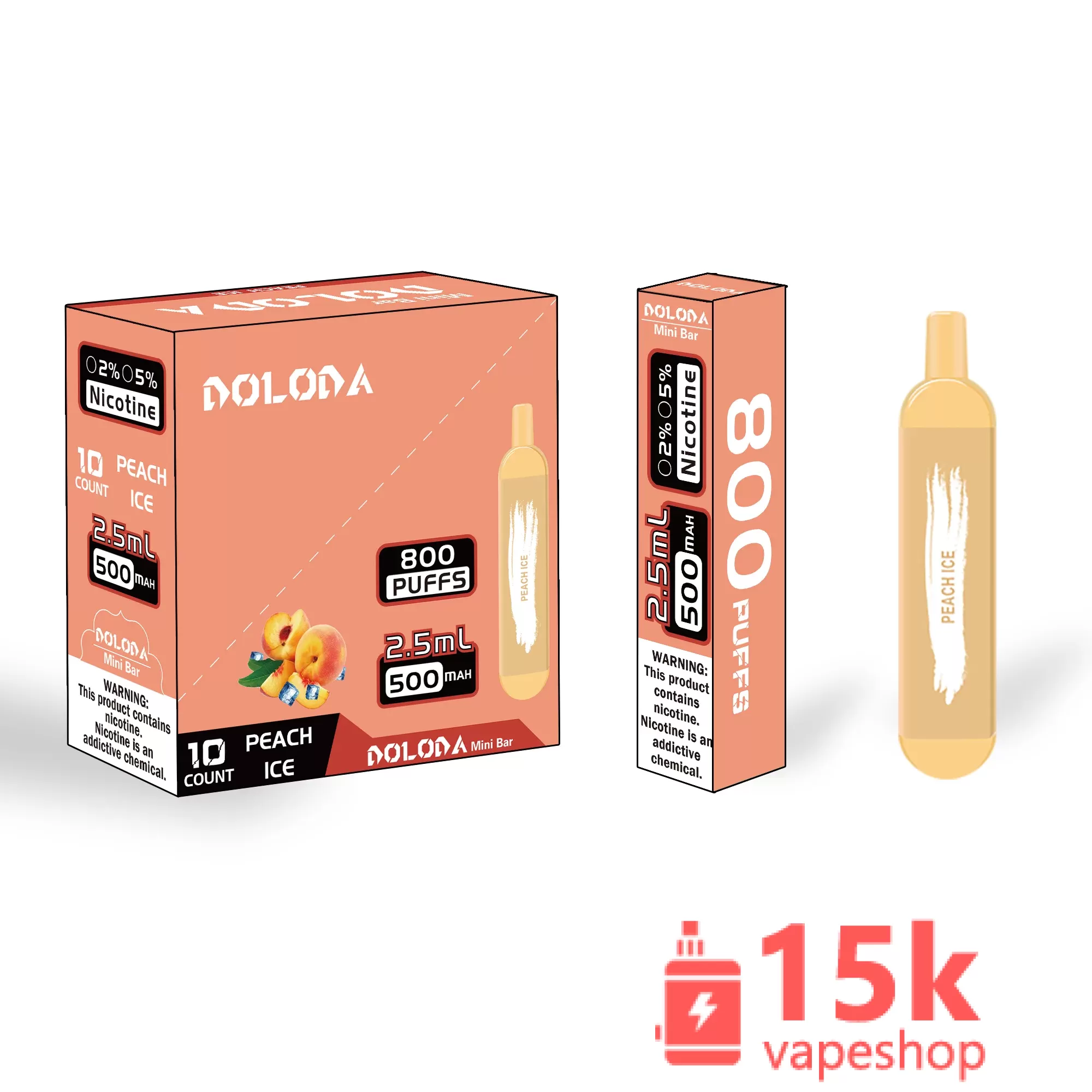 Doloda Mini Bar 800 Puffs: Rechargeable Disposable E-Cigarettes Vape with 2% & 5% Nicotine - 10 Flavors - Obrázek 3
