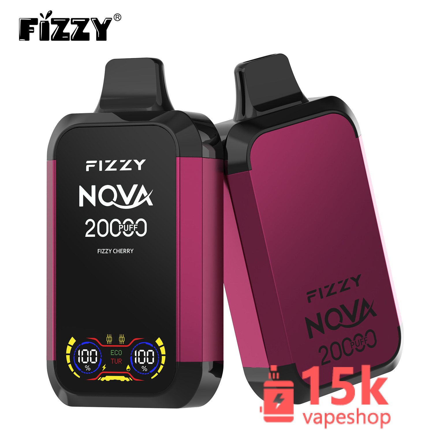 Fizzy Nova 20000 Puffs Dual Mesh Rechargeable Disposable Vape Pen - 20,000 Puffs, 15 Flavors, 2%/5% Nicotine - Image 2