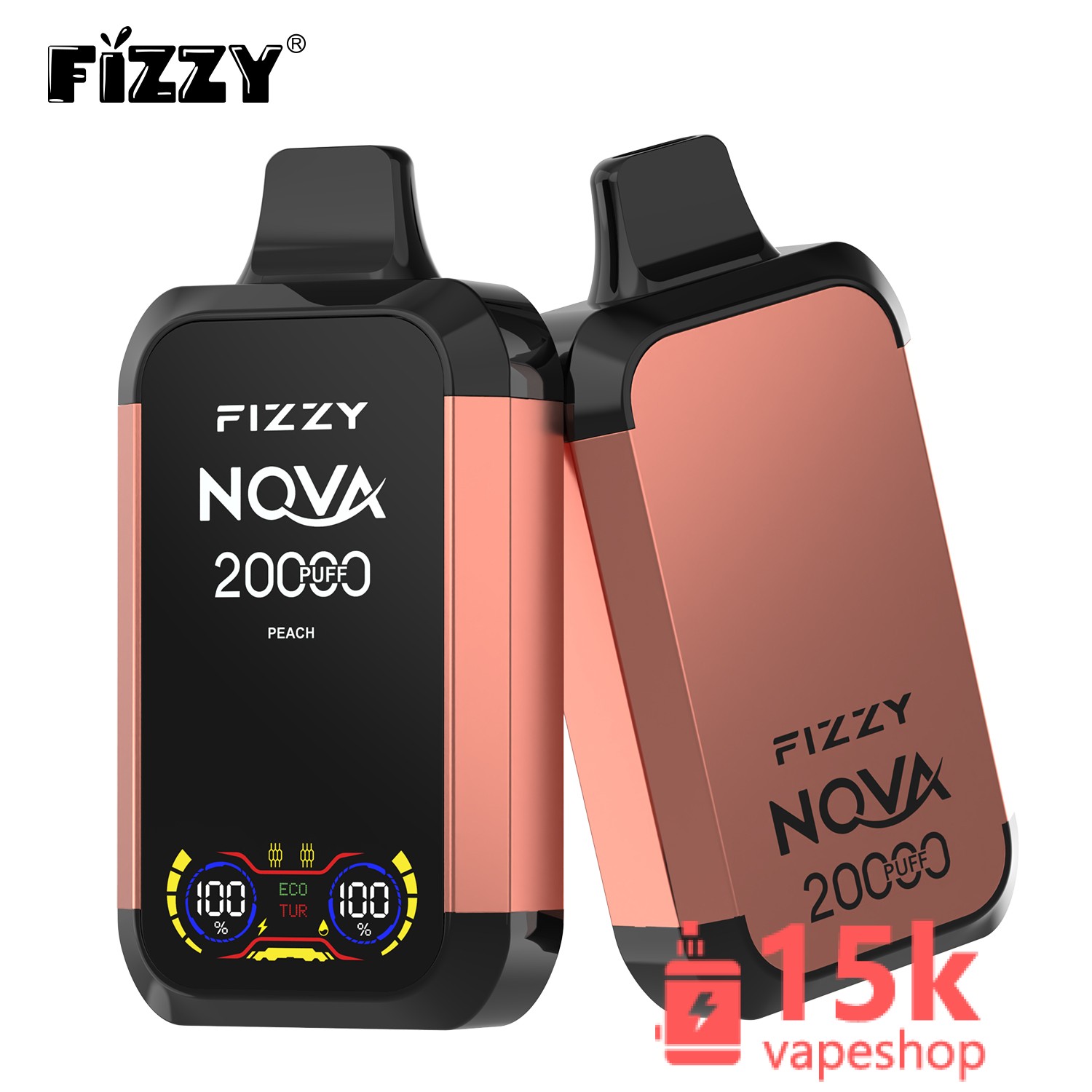 Fizzy Nova 20000 Puffs Dual Mesh Rechargeable Disposable Vape Pen - 20,000 Puffs, 15 Flavors, 2%/5% Nicotine