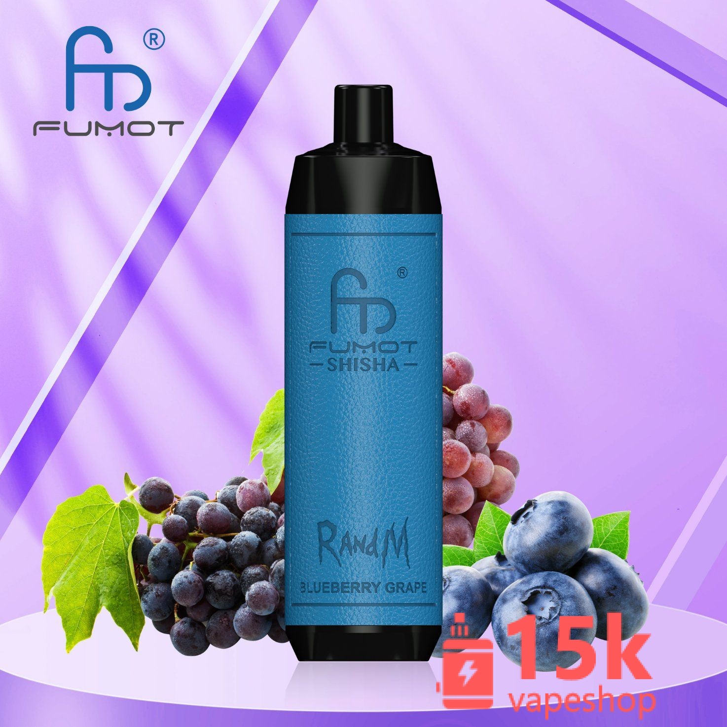 Fumot Shisha 10000 Puffs vienreizlietojamā Vape, 35 augļu aromāti, uzlādējams, 650mAh, LED displejs