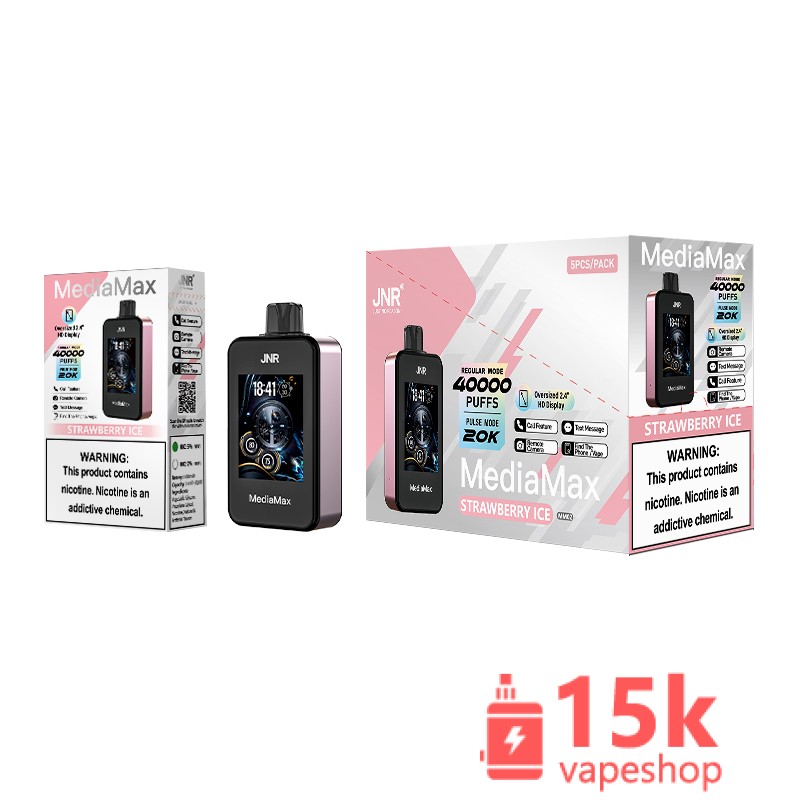Jnr Media Max 40000 Disposable Vape - 5% Nicotine, 10 Flavors, 40000 Puffs - Obrázek 4