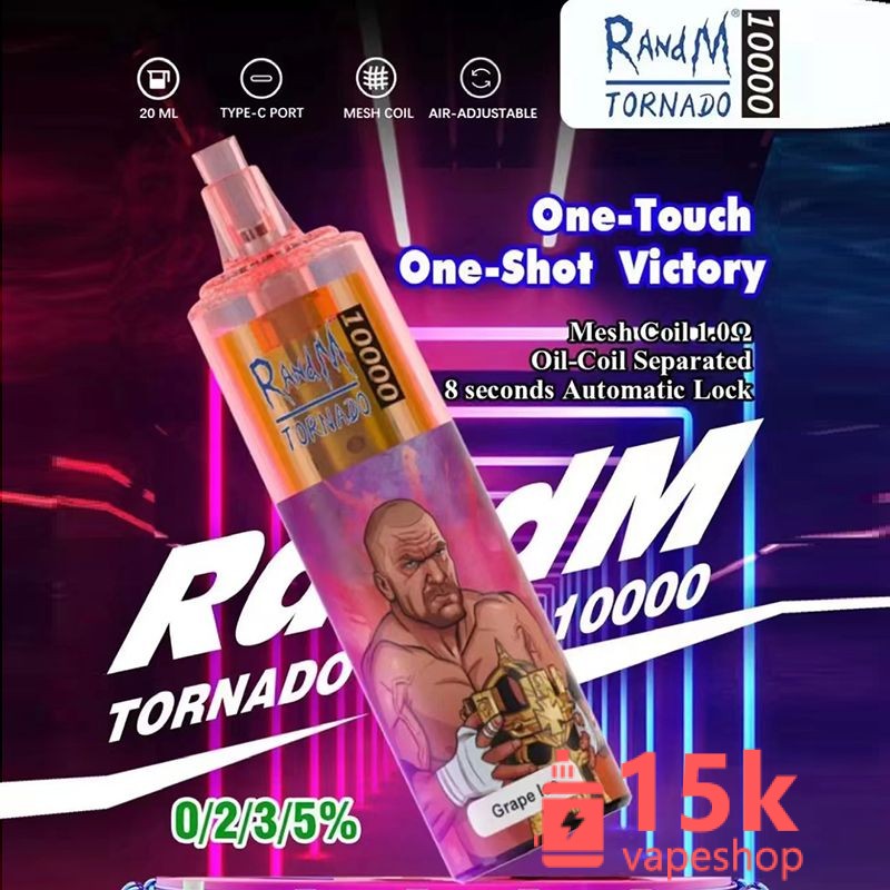 Randm Tornado 10000 Puffs Disposable Vape - 0% to 5% Nicotine, Fruit Flavors, Metal Design - Vaizdas 5