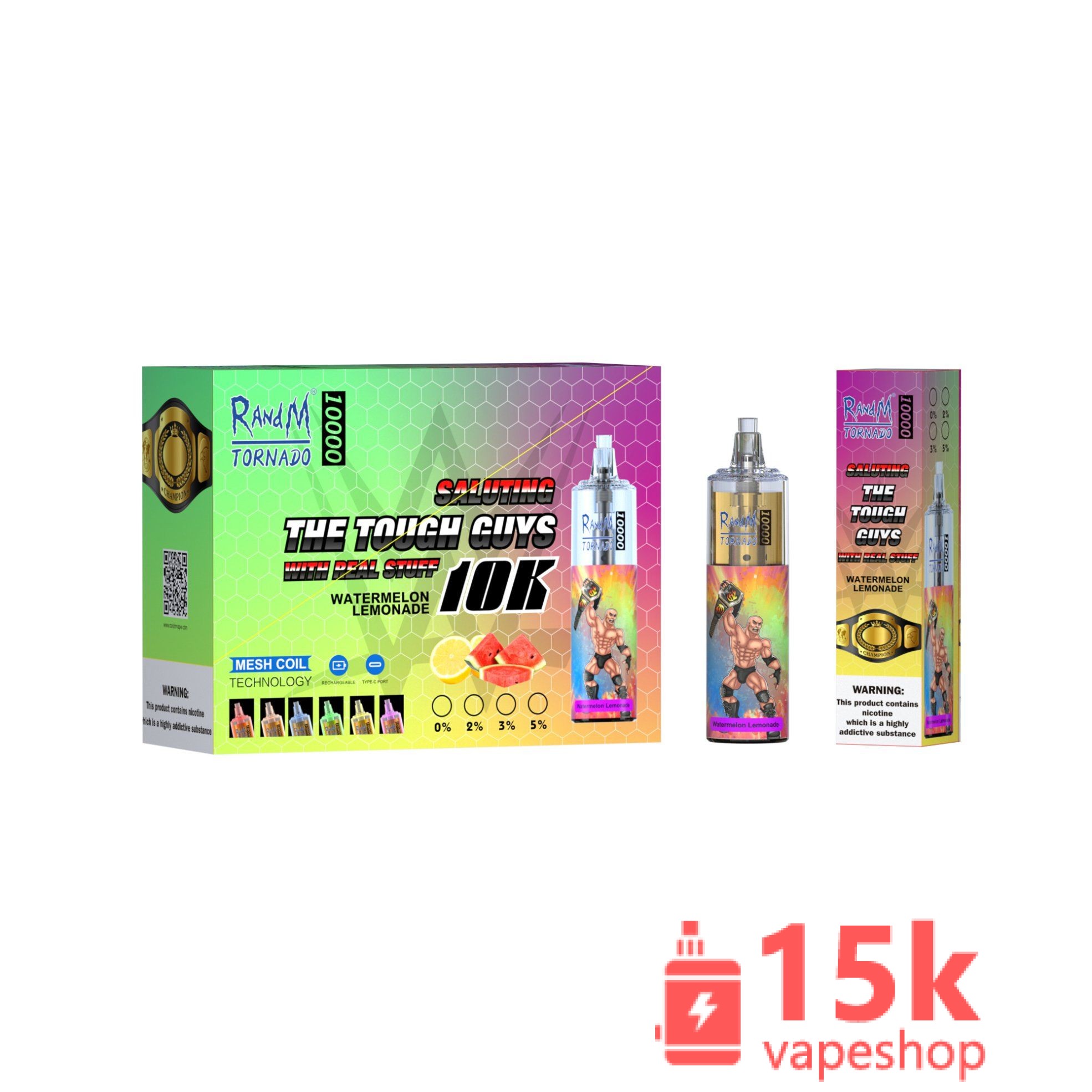 RandM Tornado 10000 Puffs Disposable Vape, 20ml Fruit Flavors, Rechargeable 850mAh Battery - Εικόνα 2