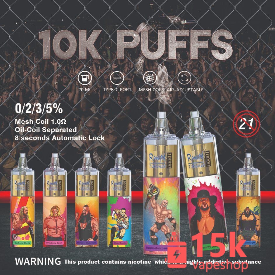 Randm Tornado 10K Disposable Vape Pen 10000 Puffs 20ml Rechargeable 1000mAh Fruits Flavors - Billede 3