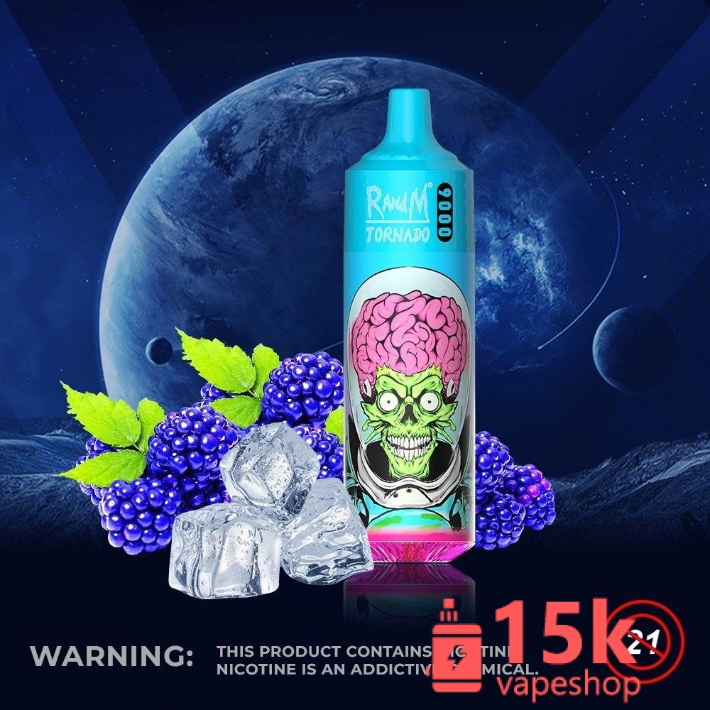 ⁦RandM Tornado 9000 Puffs Rechargeable RGB Disposable E-Cigarette, Fruit Flavors, FDA Certified⁩ - الصورة ⁦5⁩