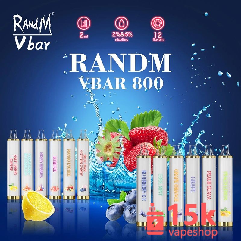 Randm Vbar Disposable E-Cigarette 2% 5% Nicotine - Fruit Flavors, Metal Body, Custom Logo, Bulk Pack - зображення 2