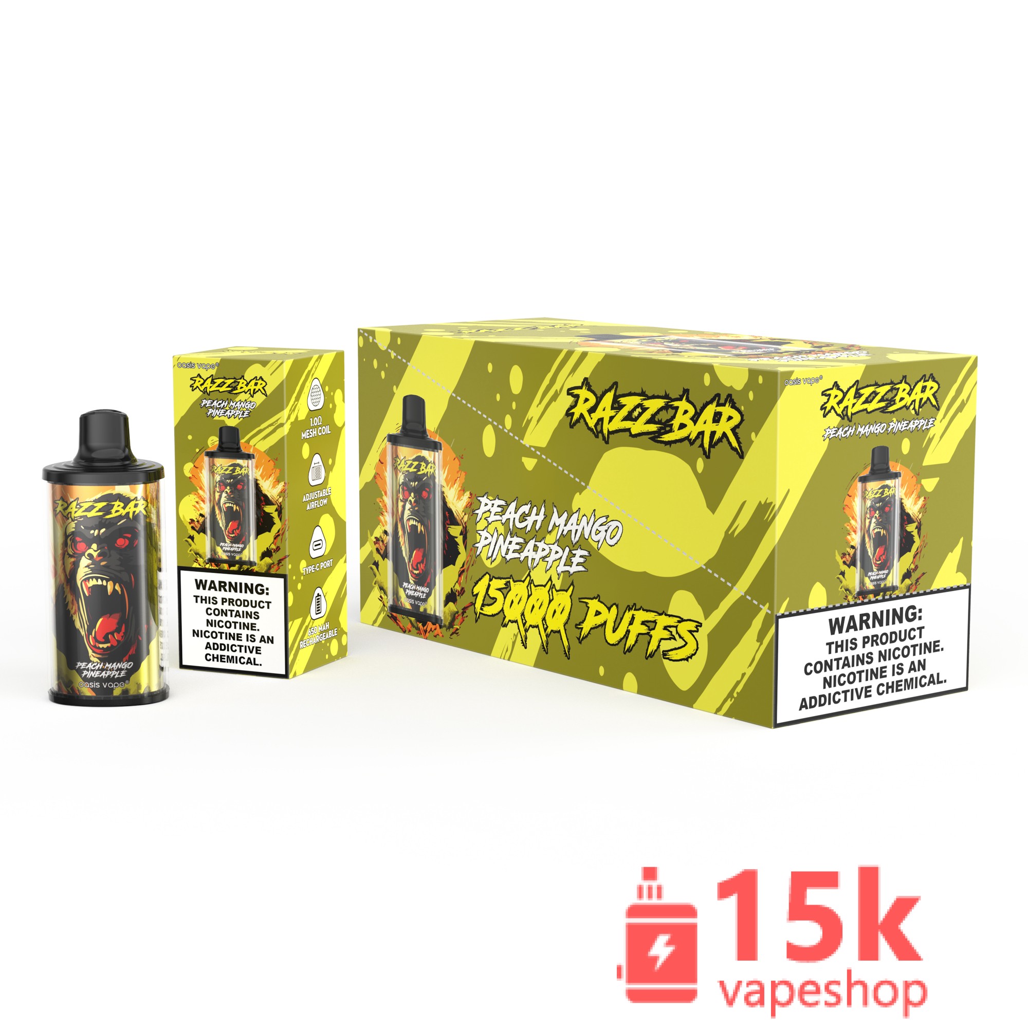 Razz Bar 15000 Disposable E-Cigarette - 2%/5% Nicotine - 12 Flavors - 15000 Puffs