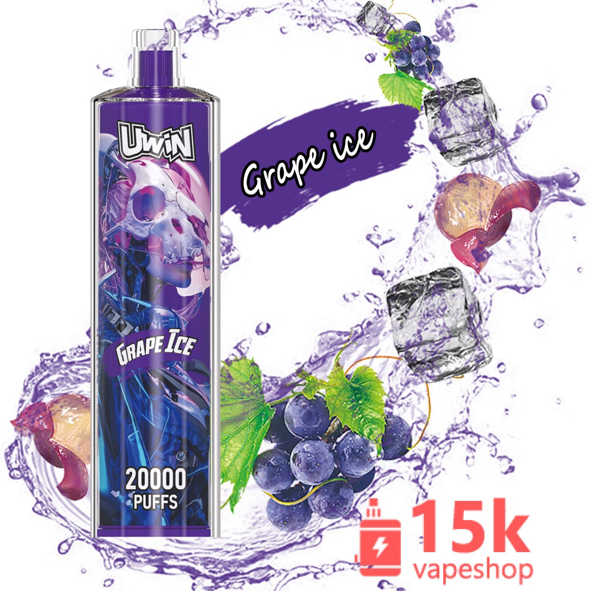 Uwin 20000 – 20000 Puffs, 12 Flavors, Rechargeable Type-C Port, Mesh Coil, Direct to Lung Vaping Experience - Attēls 2