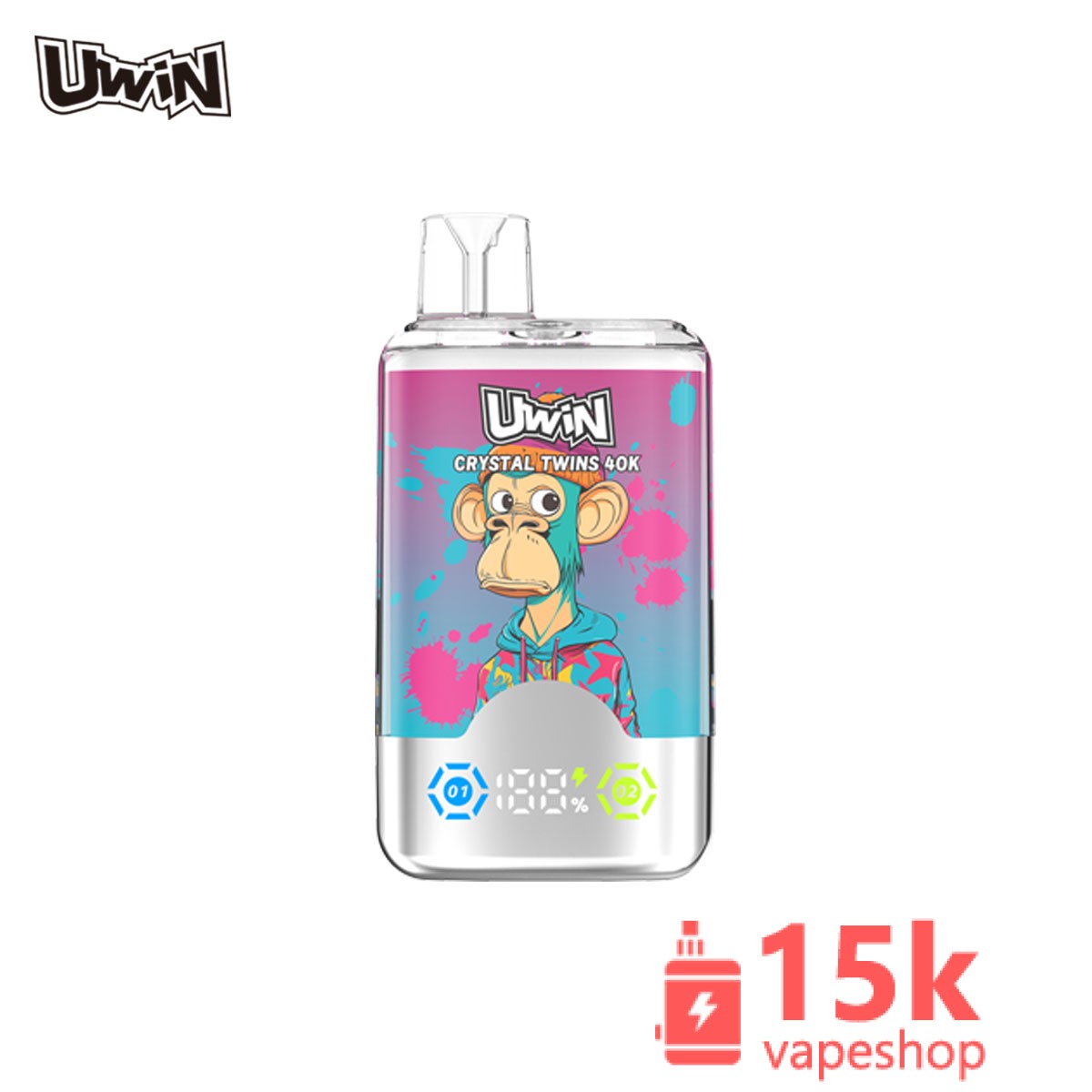Uwin Crystal Twins 40000 – 40,000 Puffs, Dual Flavors, 0%/2%/3%/5% Nicotine