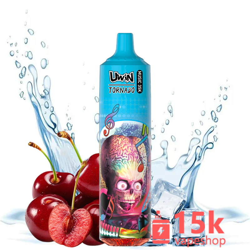 ⁦Uwin Tornado Music 35000 Disposable Vape Pen - 35000 Puffs, 16 Flavors, Music-Synced LED Lights⁩ - الصورة ⁦3⁩