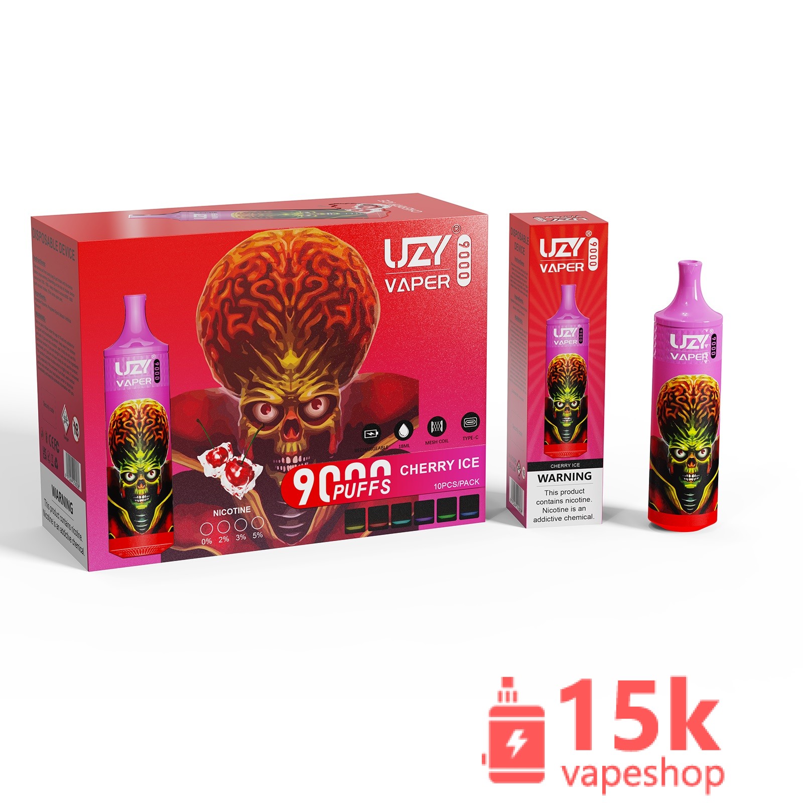 Uzy Vaper 9000 - High Performance E-Cigarette with 9000 Puffs and 15 Flavors — изображение 2