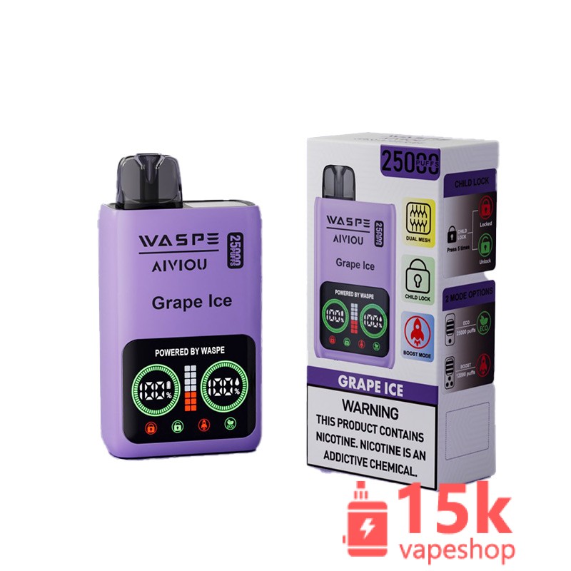 Waspe Aiviou 25000 Disposable Vape Pen - 25000 Puffs, 25ml E-Liquid, 0%/2%/5% Nicotine – Image 4