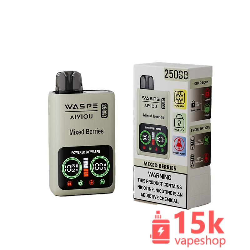 Waspe Aiviou 25000 Disposable Vape Pen - 25000 Puffs, 25ml E-Liquid, 0%/2%/5% Nicotine – Image 5