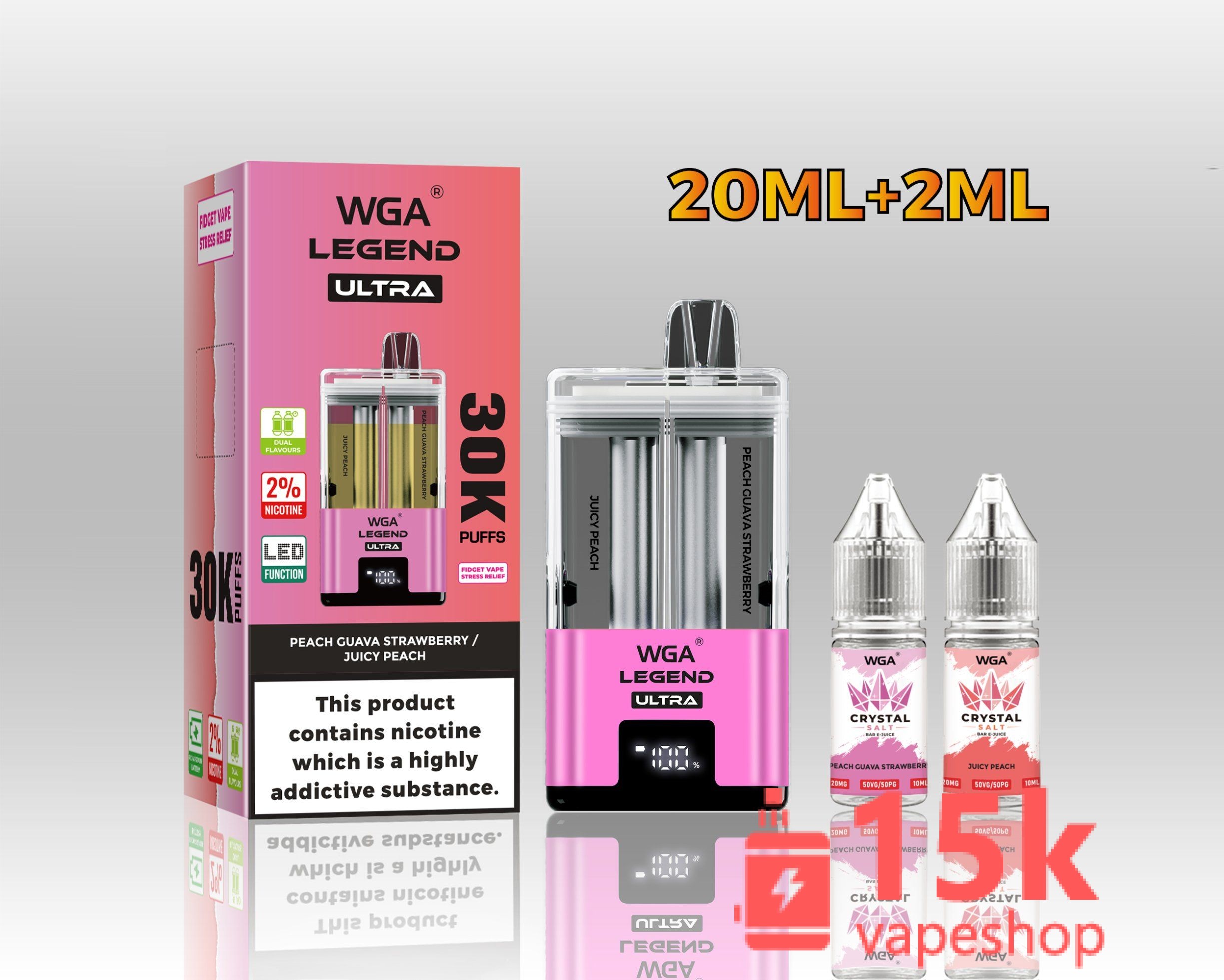 Wga 30000 Puff Disposable Vape Pen - 24ml Capacity, 650mAh, Fruit Flavors, EU Warehouse — изображение 2