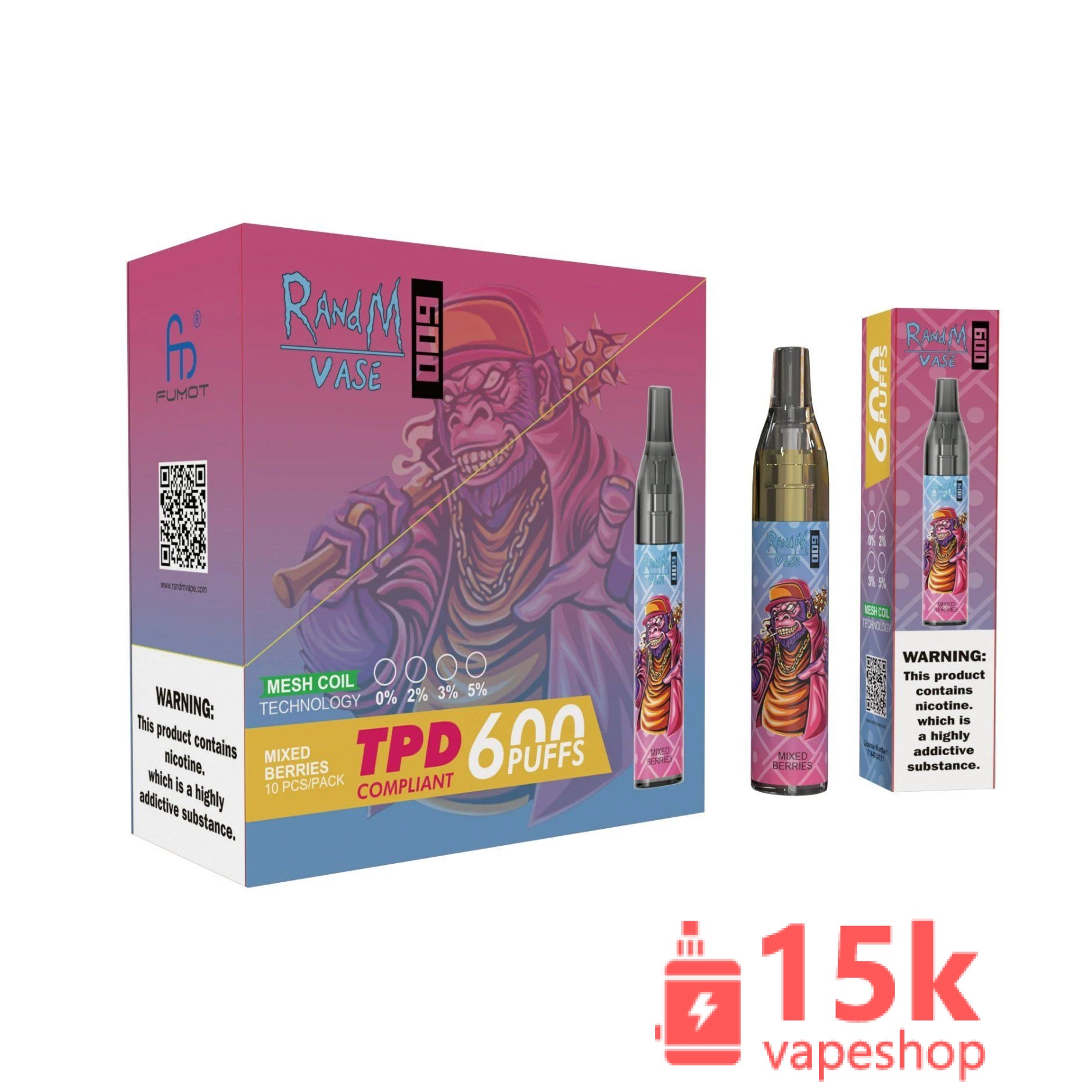 Yummy Flavors Randm Vase 600 Puffs Tpd Vape Wholesale Disposable Electronic Pod Cigarette Vape 600 Puffs E Cigarette Distributor Vape - 画像 (6)