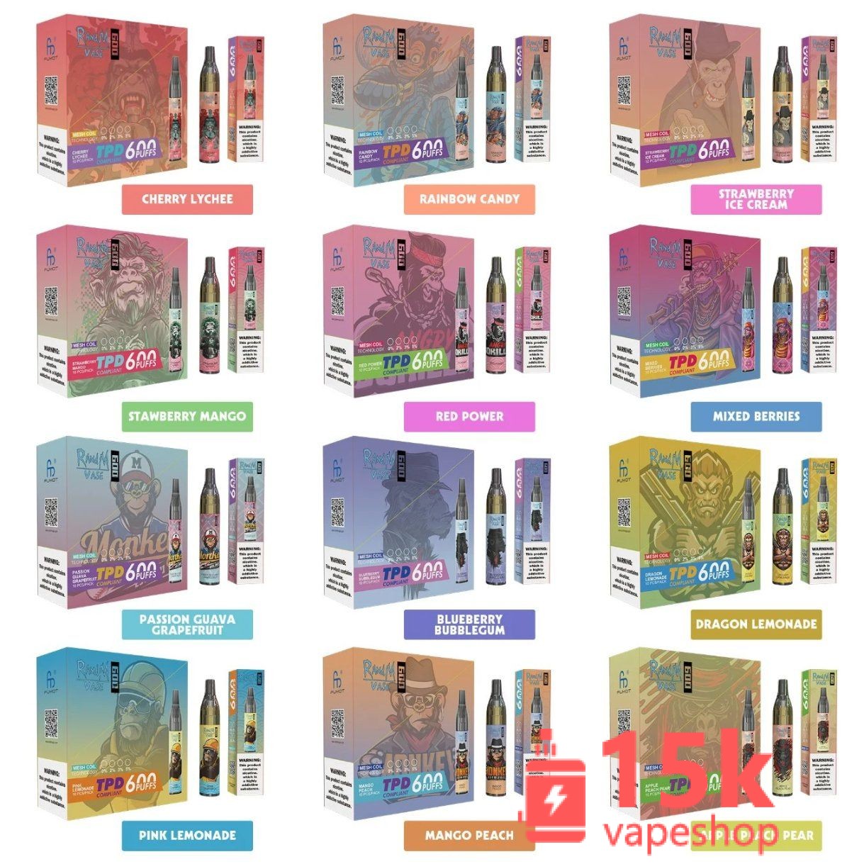 Yummy Flavors Randm Vase 600 Puffs Tpd Vape Wholesale Disposable Electronic Pod Cigarette Vape 600 Puffs E Cigarette Distributor Vape - 画像 (2)