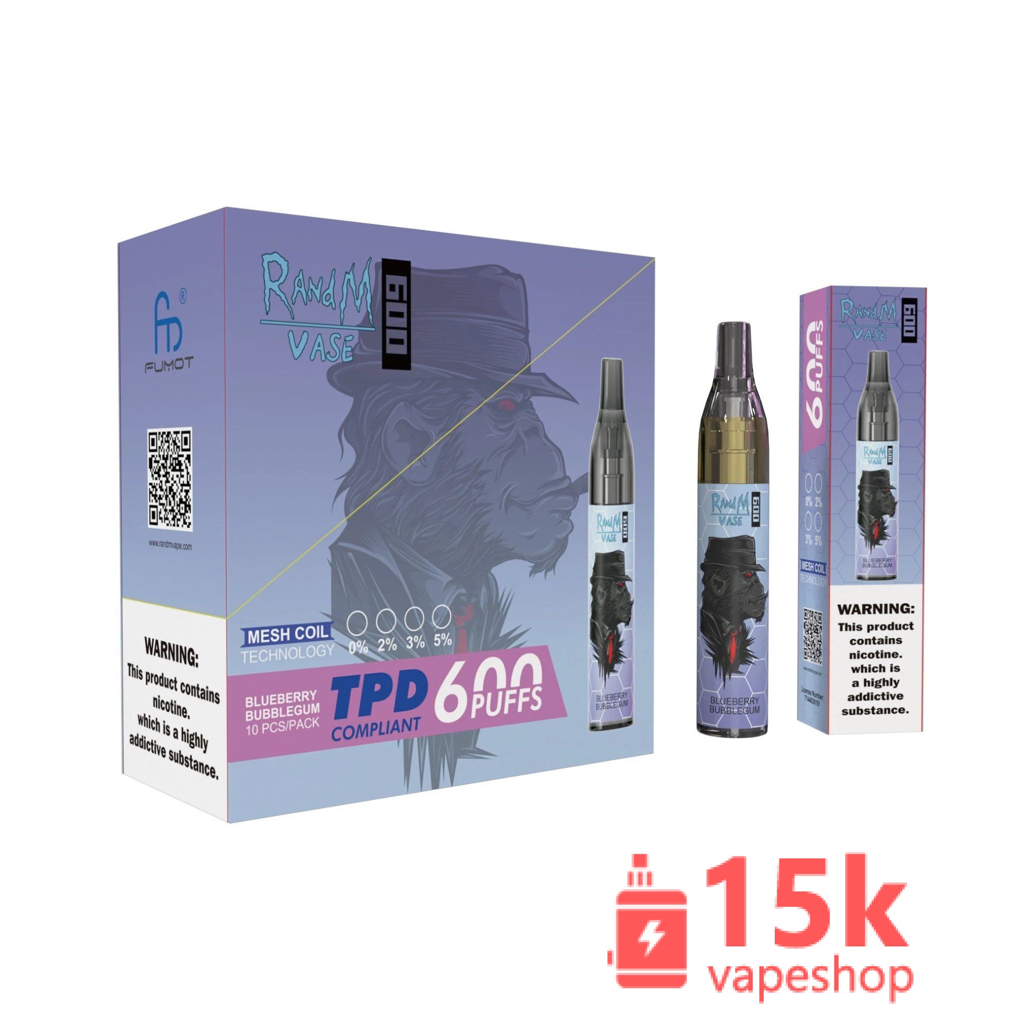 Yummy Flavors Randm Vase 600 Puffs Tpd Vape Wholesale Disposable Electronic Pod Cigarette Vape 600 Puffs E Cigarette Distributor Vape - 画像 (4)