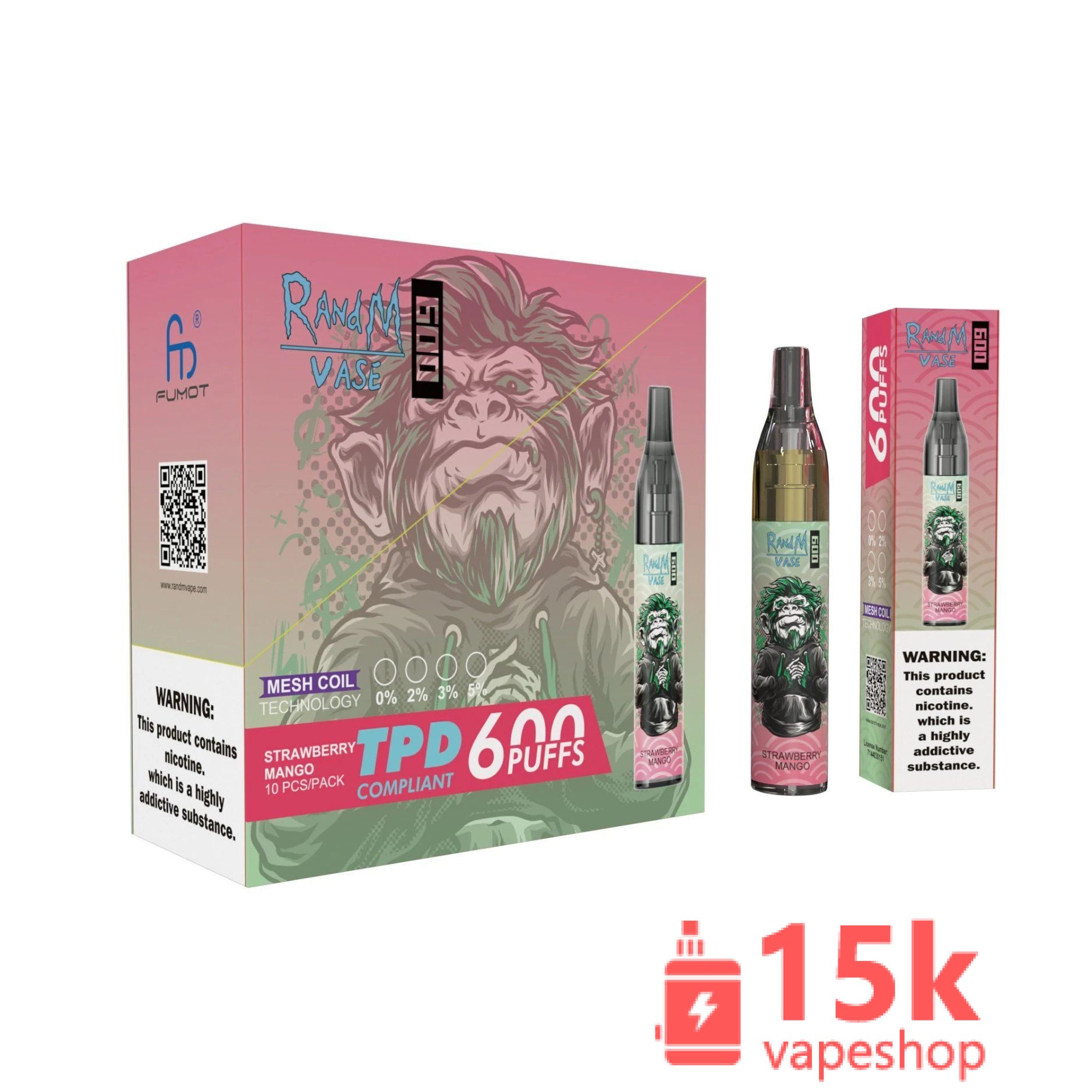 Yummy Flavors Randm Vase 600 Puffs Tpd Vape Wholesale Disposable Electronic Pod Cigarette Vape 600 Puffs E Cigarette Distributor Vape - 画像 (5)